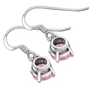 Rose Pink CZ Sterling Silver Dangling Earrings, e435